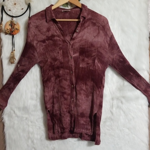 Classy wine white wash button down Jodifil small - Picture 2 of 7